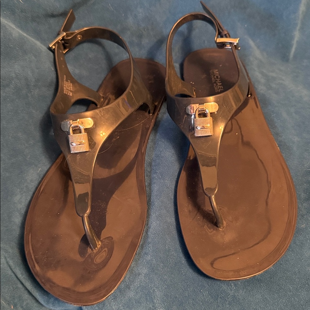 Michael Kors midnight blue size 9 Sandals with Silver Buckle